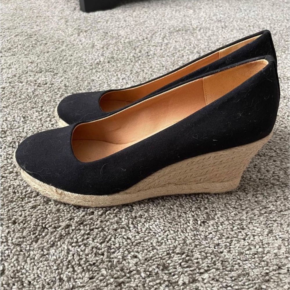 Brand new black J. Crew wedges
